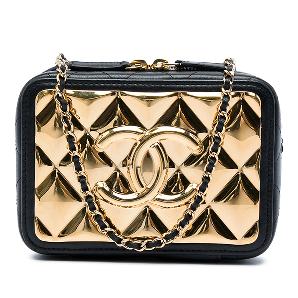 Pre-Loved Chanel Mini CC Quilted Lambskin and Golden Plate Vanity Crossbody